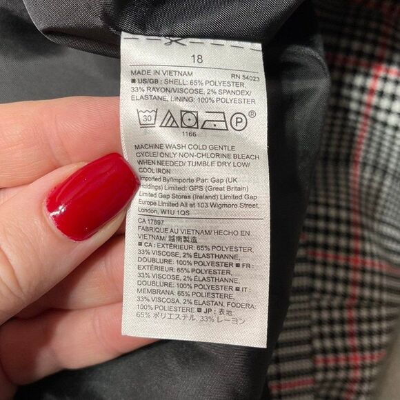 Gap Black Plaid Academy Blazer Jacket Gray 16 XL - Picture 10 of 10